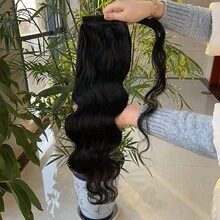 BINF 8-26 Inch Body Wave Ponytail Virgin Raw Human Hair Wrap Around Clip In Ponytail Natural Color Women Human Hair Extension Cosplay Party Daily Wear Hairstyle Halloween - Natural Black - View 4