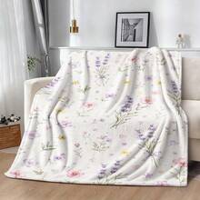 1pc Soft & Comfortable Modern Flannel Blanket - Flannel Throw Blanket With Floral Design - Digital Print Craft, Suitable For Sofa, Bed, Travel, Office Home Decor - Multicolor - View 6