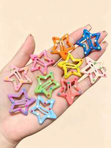 20/40/100pcs Girls Random Color Hair Clips, Polka Dot Star Shaped Hair Clips Set, Dopamine Colorful Oil Drop Design Hair Clips, Durable Non-Slip Hair Accessories Suitable For Daily Hairstyling And Summer Vacation - Polka Dots - View 5
