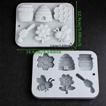 1pc Bee Silicone Mold, 6-Cavity Bee And Honeycomb Flower Shaped Chocolate Candy Mold, Non-Stick Multi-Purpose Mold, Suitable For Cakes, Desserts, Pudding, Ice Cubes, Also Suitable For Frozen Juice, Coffee Ice Cubes, Nuts, Candy, Dried Fruit Storage, Kitchen - View 7