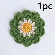 1pc/Set Handmade Crochet Floral Coaster, Suitable For Kitchen And Dining Table Decoration, Thickened Heat-Resistant Floral Table Mat, With Crochet Edge Decorative Fabric Heat Insulation Pad, Suitable For Hot Cups And Mugs, Country Style Dining Table Arrangement Accessory - Multicolor - View 13