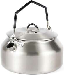 Portable Stainless Steel Tea Kettle 16x15x10cm – Water Kettle For Balcony Morning Coffee, Reading Nook Tea Ritual In Home Office & Weekend Trip With Gas Stove In Car Trunk - Silver - View 2