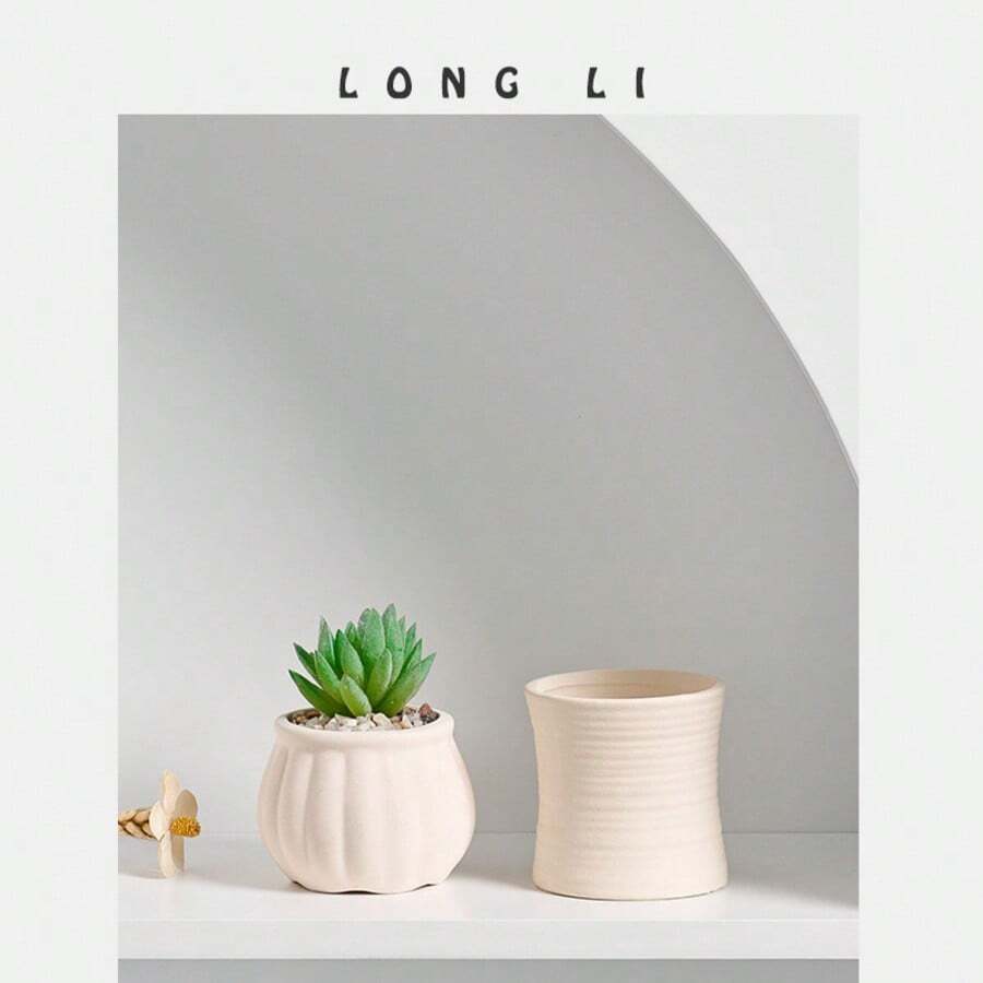 1pc Jingdezhen Chinese Style Unglazed Ceramic Succulent Mini Planter, Breathable Structure For Root Growth, Small Size For Desktop Display, Suitable For Succulents, Cacti And Other Small Green Plants, Simple Elegant Design With Practicality And Decorative Value, Ideal For Balcony, Windowsill, Desk Decor, With Drainage Structure To Protect Plant Health, Practical Pot For Succulent Planting And Desktop Micro Landscape - 1pc - View 1
