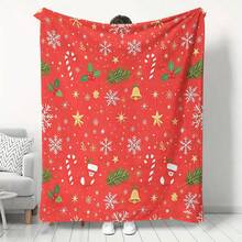 1 buah Selimut Tidur Siang Natal Flanel Modern Lembut & Nyaman dengan Latar Belakang Merah - Pohon Natal, Rusa, Kepingan Salju, Manusia Salju - Selimut Tidur Siang Poliester - Teknologi Pencetakan Digital, Cocok untuk Sofa, Tempat Tidur, Perjalanan, Dekorasi Rumah Kantor - MultiWarna - View 7