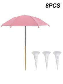 4pcs/Set Potted Plant Sunshade Umbrella, Outdoor Plant Flower Sunshade Umbrella, Potted Plant Sunshade Cover, 1 Mini Umbrella + 3 Potted Plant Watering Devices, Sun Protection And Heat Insulation Design, Suitable For Tall And Short Plant Coverage - Multicolor - View 14