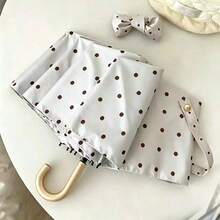 Fashion Minimalist Gold Hook Polka Dot Black Vinyl UV Protection Sunproof Outdoor Travel All-Weather Umbrella - Golden Hook Polka Dot - View 2