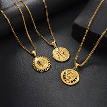Hip-Hop Street Style Stainless Steel 18K Gold Plated Embossed Cross & Scripture Military Badge, Suitable For Men And Women Daily Wear, Couple & Brother Accessory - Gold - View 2
