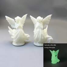 3D Printed Luminous Praying Angel Figurine, Glow In The Dark Winged Angel Statue, European Vintage Desktop Tabletop Ornament, Home Shelf Decor, Creative Holiday Gift - A - View 6
