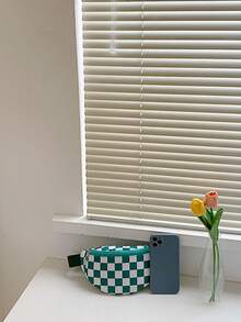 Green And White Checkerboard Casual Waist Bag, Checkerboard Nylon Small Chest Bag, Adjustable Wide Strap Versatile Crossbody Bag - A - View 4