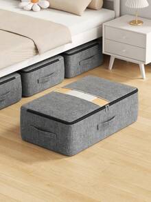 1pc Extra Large Capacity Underbed Storage Bag: Grey Fabric Design, Drawer-Style Storage Bag, Seasonal Clothing Storage Bag, Easy To Store Bedding And Clothes, Space-Saving, Essential Home Accessory - Grey - View 3