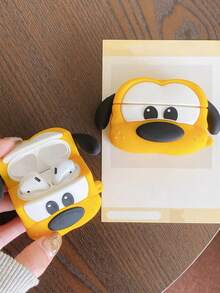 1pc Yellow Cute Cartoon Dog Earphone Protective Case, Shockproof Soft Silicone Cover, Compatible With IPod S Pro/1/2/3, Cute Wireless Earphone Protective Case - Multicolor - View 3