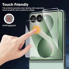 2pcs Compatible With Samsung Galaxy Z Flip 8 7 6 5 7FE Full Coverage Tempered Glass High Definition Screen Protector, 9H Hardness Protective Glass Film,Anti-Scratch, Waterproof, Anti-Fingerprint - Transparent-2 Packs - View 5