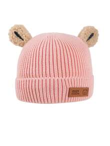 1pc Bear Ear Crochet Hat For Kids, Toddler Autumn/Winter Daily Warm & Cold-Proof Beanie - Multicolor - View 9