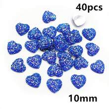 40pcs 10mm/12mm Flat Back Heart-Shaped Resin Inlaid Stones, Multi-Color Crystal Cluster Natural Stone Convex Surface DIY Jewelry Making Accessories - Heart - View 23