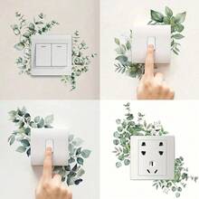 4/1pc Minimalist Green Plant Leaf Switch Socket Wall Sticker, Switch Decorative Sticker, Multiple Styles Green Plant Design, Self-Adhesive Floral Pattern, Easy To Apply, Suitable For Bathroom, Home Decor, Kitchen Room Wall Decoration - A - View 14