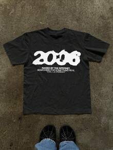 Women's Simple Printed Round Neck Short Sleeve T Shirt - 黑色 2 - 查看 7