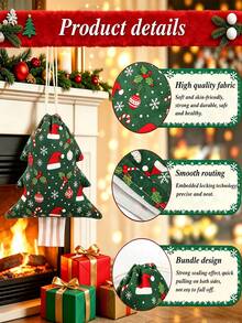 1pc Tree-Shaped Drawstring Storage Bag, Christmas Print With Hanging Rope Detail, Decorative Storage & Gift Packaging, Christmas Tree Ornament, Suitable For Christmas Party, Home Fireplace & Window Decor - Multiple Colors and Styles - View 5