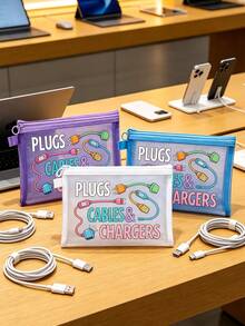 Cable And Charger Storage Bag - Multi-Functional Travel Organizer For Chargers, Cables, Electronic Devices - Dynamic Tech Organizer For "Outlets, Cables And Chargers". This Compact And Affordable Storage Bag Is Perfect For Your USB Cables, External Batteries, Headphones And Chargers. - Multicolor - View 1