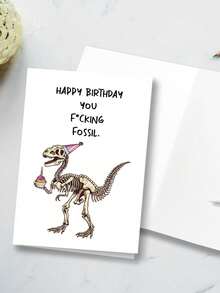 OBOVAY 1pc Dinosaur Birthday Greeting Card, Funny & Sarcastic, Blank Inside, Unisex-Adults - View 1