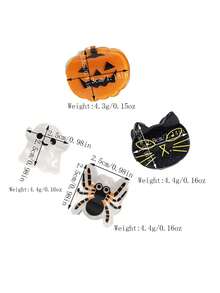 Halloween Acrylic Shark Catch Clip, Funny Pumpkin Ghost-Shaped Hair Clips, Ladies' Dark Wind Holiday Party Hair Tresses Catch Clip. - Multicolor - View 8