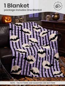 1pc Halloween Flannel Blanket, Single-Sided Print, Soft And Lightweight, Cartoon Pattern, Comfortable And Easy To Care, Multi-Purpose Blanket, Suitable For Bedroom, Sofa, Study And Dorm, Room Decor, Halloween Decor, Ideal Halloween Gift, Perfect Birthday Gift - Multicolor - View 3