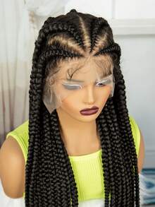A ANYTIME Heat-Resistant Woven Synthetic Lace Wig - Easy To Wear And Style For Beginners - Designed For Women's Daily Wear, Halloween - Black - View 7
