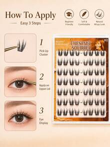 WANPIN WAN PIN Mei Li Shu 36 Clusters Glue-Free False Eyelashes, 9-13mm Natural Thin Cluster Lashes, Self-Adhesive Lightweight, Upgraded Fine Lash Roots, Comfortable And Secure, Long-Lasting Wear, Suitable For Daily Makeup - C - View 4