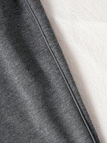 Young Boy Casual Minimalist Versatile College Style Diagonal Pocket Dark Gray Long Pants Suitable For Vacation Travel Sports School Daily Wear - Dark Grey - View 9