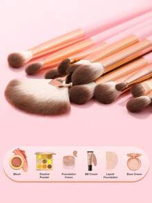 docolor 15pcs Neon Color Eyeshadow Makeup Brush Set, Includes Blending Brush, Packing Brush, Detail Brush, Suitable For Beginners, High-Quality Synthetic Fiber Eyeshadow Brushes, Professional Makeup Tools For Eyes And Eyebrows, Portable Travel Makeup Brushes, Gift For Women And Girls - Pink - View 7