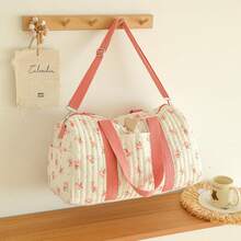 1pc Korean Style Floral Kids Short Trip Luggage Bag, Wide Handle, Adjustable Crossbody, Kindergarten Camping Storage Large Bag - Multicolor - View 11
