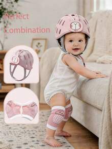 2pcs/Set Baby Anti-Fall Hat + Knee Pads, Baby Crawling & Walking Set, Cartoon Animal Style With Anti-Slip Knee Pads, Anti-Collision Toddler Protective Set, Suitable For Crawling, Walking And Playing In Multiple Scenarios - Baby Anti-fall Helmet + Knee Pads - View 4