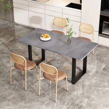 Industrial Style Dining Table Rectangular Dining Table Coffee Leisure Table Modern Simple Dining Table Iron Gray 96.52 X 77.47 X 22.48 Cm - Black - View 4