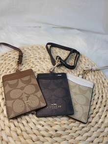 Coach ID Lanyard Badge Holder Vertical ID Card Holder Ultra-Thin Card Case For Office School Travel - Brown - View 6