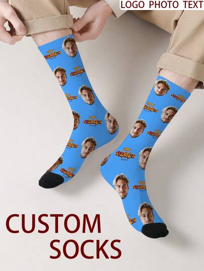 1 Pair Customized Face Pattern Socks, Unisex Couple Socks, Personalized Photo Socks, Custom Printed Socks, Funny Face Socks, Custom Pattern Socks, Print Any Face Pattern On Socks, Anniversary Gift, Valentine's Day Gift, Unique Birthday Gift, Personalized Collectible