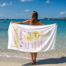 1PC Factory Direct Lemon Spritz Limoncello Spritz Striped Theme Beach Towel - Sand-Resistant Quick-Dry, Ultra-Soft Polyester Fiber, Modern Textured Durable Fabric, Machine Washable, Suitable For Swimming, Fitness, Camping, Yoga, Perfect Gift Choice - Multicolor - View 11