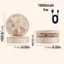Foldable Portable Desktop Fan, LED Night Light + Mirror, 5-Speed Wireless Mini Cooling Fan, Multi-Angle Tilt Adjustment, Suitable For Bedroom/Office/Dorm - Multicolor - View 10