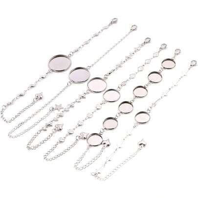 1 Piece 12-20mm Inner Size Crafts Stainless Steel Bangle Bracelet Cabochons Blank Base Tray Setting DIY Jewelry Making Accessories