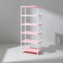 Estante Plástica Multiuso FLEXA 407 Rosa Bebê 6 Prateleiras Modular Organizadora - Visão 5
