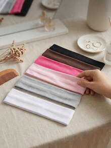 8pcs Women's Soft Elastic Wide Headbands, Solid Color Hairbands For Autumn/Winter, Versatile Minimalist Daily Wear, Sports, Yoga, Face Washing Accessory - Multicolor - View 4