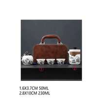 Portable Travel Tea Set With Ink Painting Style, Ceramic Teapot, Tea Cup, Tea Canister, Outdoor Portable Tea Gift Box. - Style B 5-piece Set - View 2
