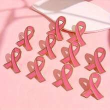 10/30pcs Unique & Fashionable Elegant Pink Ribbon Breast Cancer Awareness Brooch, Women's Party Accessory - Multicolor - View 2