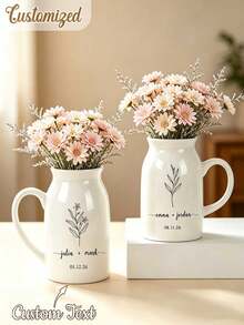 Customized Ceramic Wedding Vase, Couple Engagement Gift, Anniversary Keepsake, Boho Home Decor - Multicolor - View 3