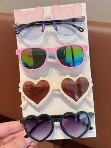 1/4/8pcs 2026 New Cute Dual-Color Cat Bowknot Design Sunflower Heart-Shaped Fashion Square Frame Glasses For Boys Girls Infants - Multicolor - View 10
