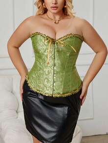 Women's Plus Size Court Style Corset Top, Waist-Cinching Body-Shaping Bustier, Sexy Jacquard Vintage Corset Top, Suitable For Wedding, Party, Halloween Costume, Role Play - Multicolor - View 7