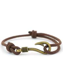 51Luckind Charm Fish Hook & Anchor Bracelet, Adjustable Double-Layer Milan Cord Bracelet, Unisex Nautical Adventure Accessory Gift - Fishhook Bracelet - View 28