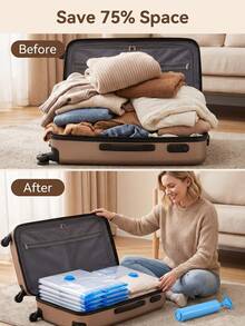 Small Vacuum Storage Bags (7-Pack), Space-Saving Vacuum Compression Seal Bags | Reusable Plastic Space-Saving Vacuum Seal Bags For Travel, Clothing, Packing, Sweaters, Shirts, Scarves, Backpacks, And Suitcases - View 7