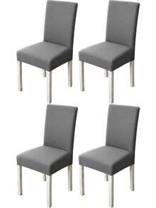1pc Solid Color Chair Cover, Modern Minimalist Milk Silk Elastic Dining Chair Slipcover, Suitable For Living Room, Bedroom, Dining Room, Study, Removable And Washable, All-Season Use - Dark Grey - View 11