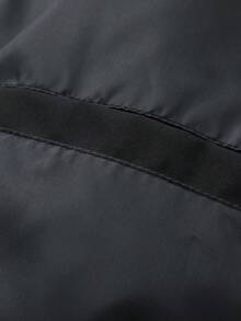 Matte Black American Racing Style Stand Collar Baseball Jacket, Burgundy Contrast Color Racing Letter Print Stand Collar Baseball Jacket, Niche American Hip-Hop High Street Jacket, Racing Element All-Over Print Baseball Windbreaker, Slim Fit Slightly Loose For Men - black red - View 9
