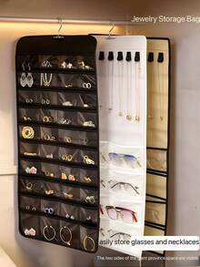 80-Pocket Large Wall-Mounted Jewelry Organizer Bag,Multi-Compartment Storage For Necklaces, Earrings, Rings | Space-Saving Design For Wardrobe, Doors & Christmas Gifts, A Back-To-School Season Essential - Multicolor - View 6