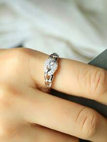 QIUCHU 1pc, S925 Sterling Silver, Interlocking Chain Design Personalized Ring, Elegant Commute Daily Pinky Ring, Fashionable Luxury Finger Ring. Suitable For Women's Daily Wear, Dating, Gathering, And Also An Excellent Holiday Gift. Silver Net Weight: 1.7g - Silver - View 6